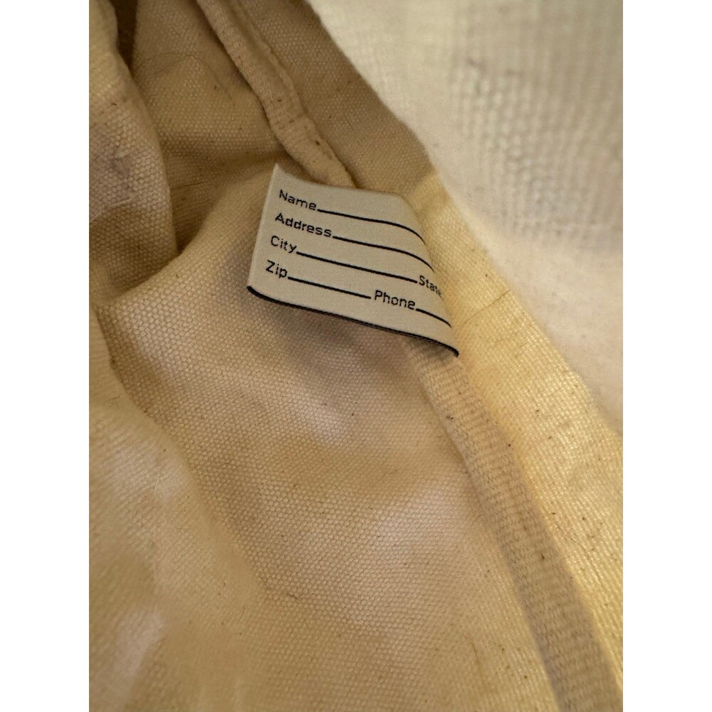 Vintage LANDS END Canvas Tote Bag Ivory Navy Blue USA Kathy Monogram - Picture 6 of 8